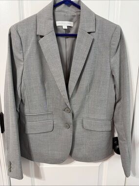 New York & Company Light Gray Two-Button Tailored Blazer